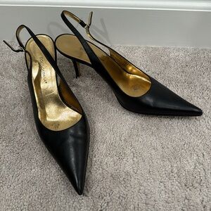 Dolce & Gabanna Pointed Toe Leather Slingback Heels